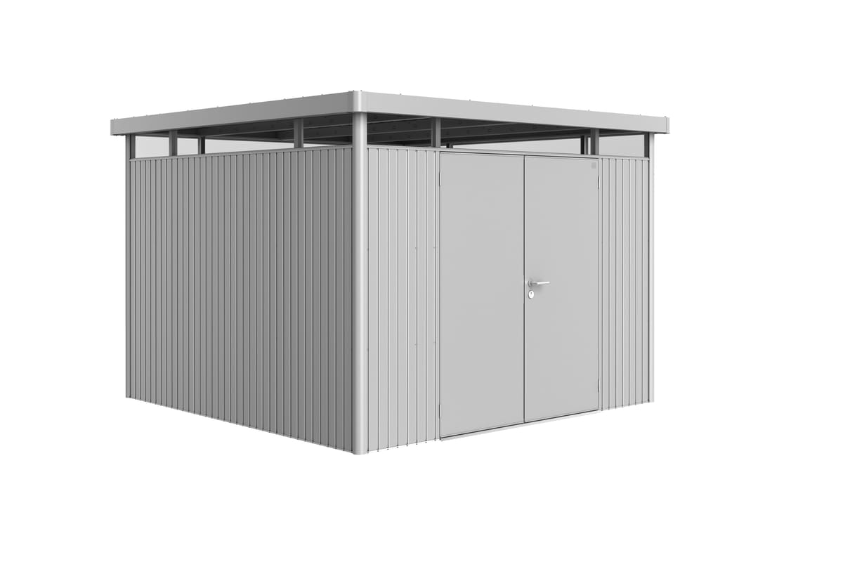 Biohort Domek narzędziowy metalowy Highline H6 podwójne drzwi 222x315x222 cm srebrny