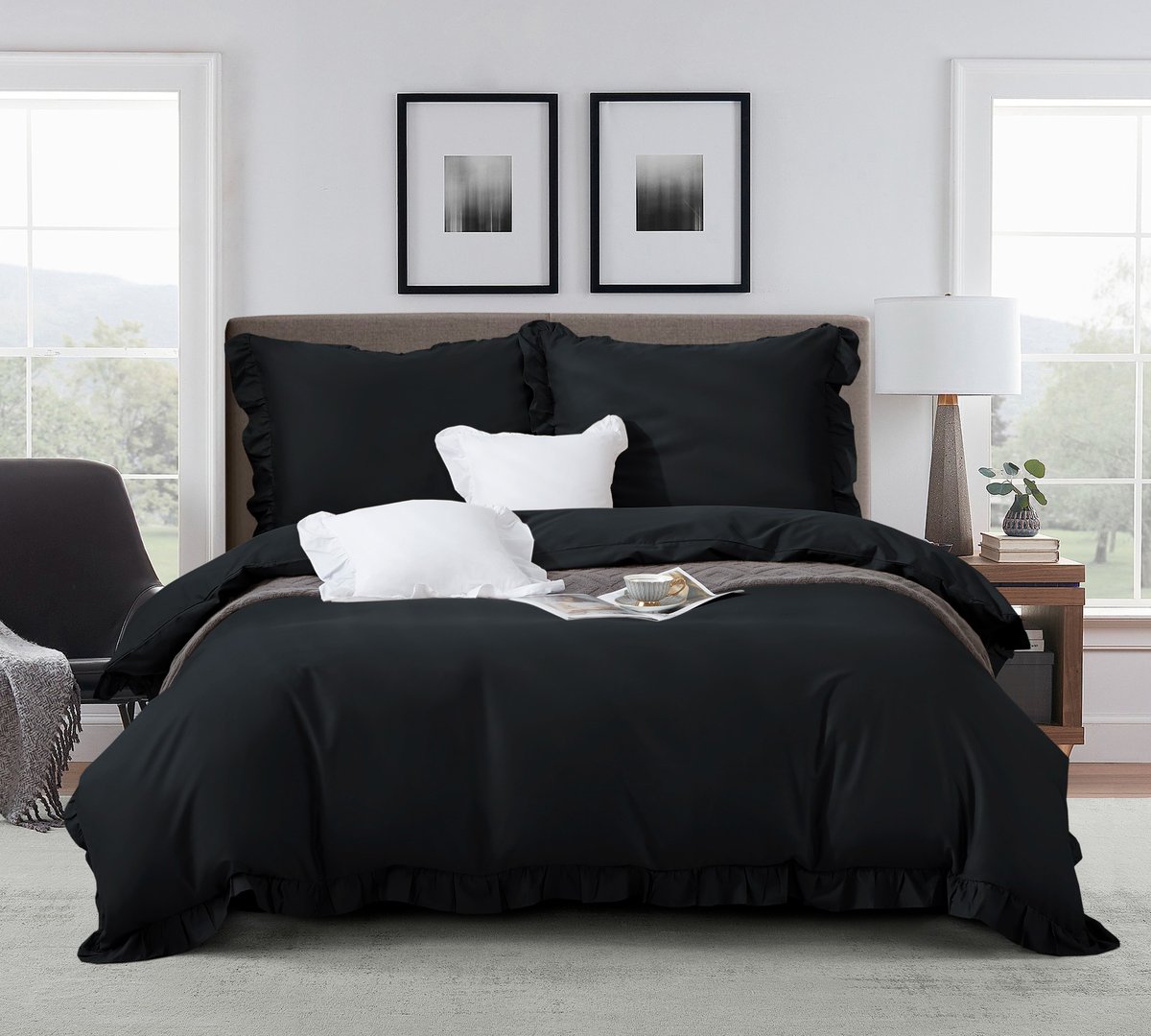 Elegancka Pościel Satynowa Ruffy Premium 160x200, 100% Bawełna, Oeko-Tex, Zamek Błyskawiczny