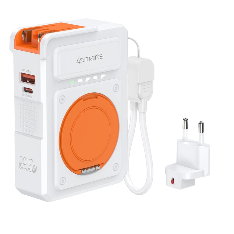 4smarts 541384 bank mocy Litowo-polimerowy (LiPo) 10000 mAh Bezprzewodowe ładowanie Pomarańczowy, Biały