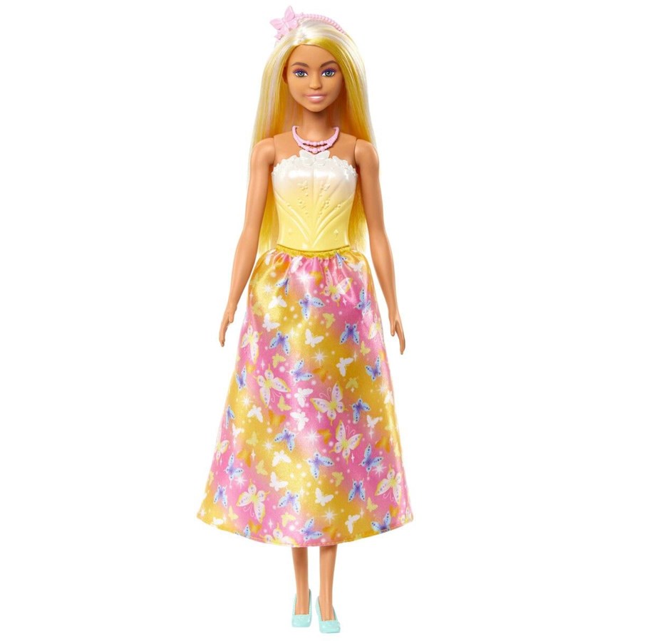 Barbie. Księżniczka żółto - różowy strój Hrr09 - kostium