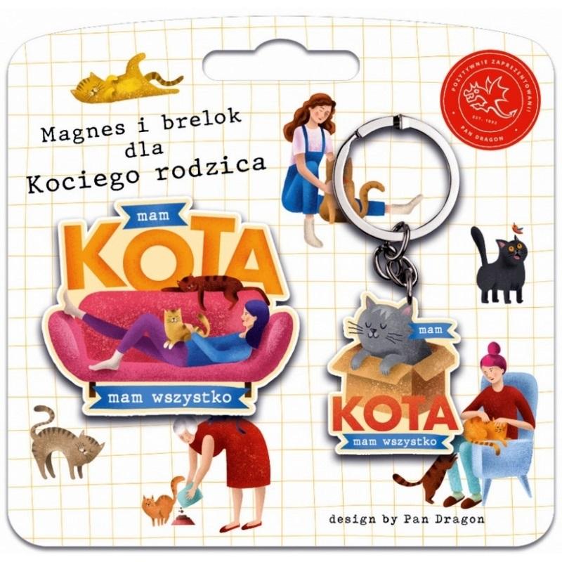 Zestaw magnes brelok Kot