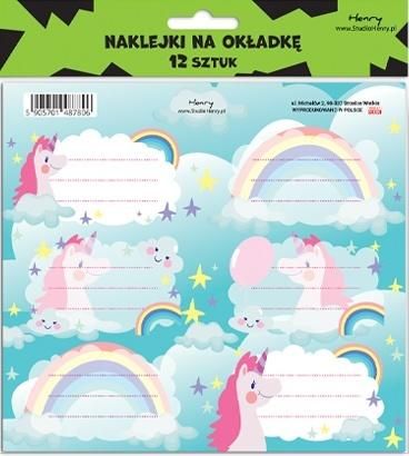 Naklejki na zeszyty - Jednorożec 12szt