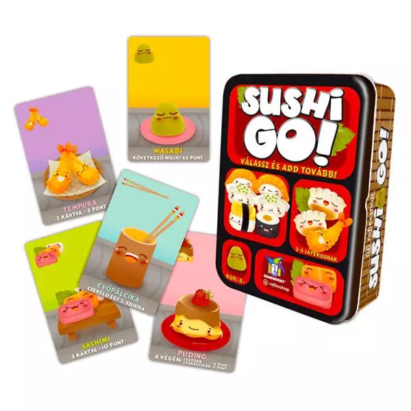 Sushi Go - gra karciana z instrukcjami w języku węgierskim