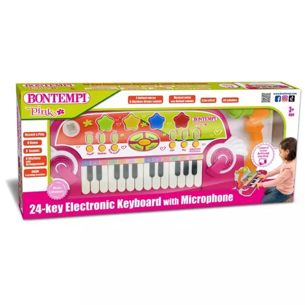 Bontempi: Syntezator z 24 klawiszami i mikrofonem - różowy