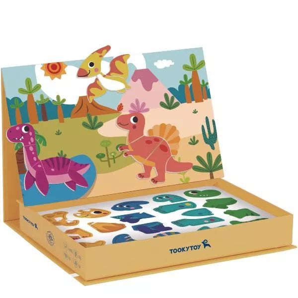 Tooky Toy: Układanka magnetyczna w pudełku - dinozaury