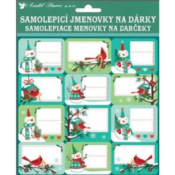 Naklejki na prezenty z motywem bałwana 18 x 18 cm - 24 sztuki