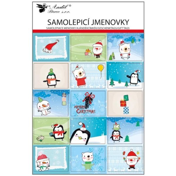 Naklejki na prezenty z wzorem pingwina 21 x 32 cm - 30 sztuk