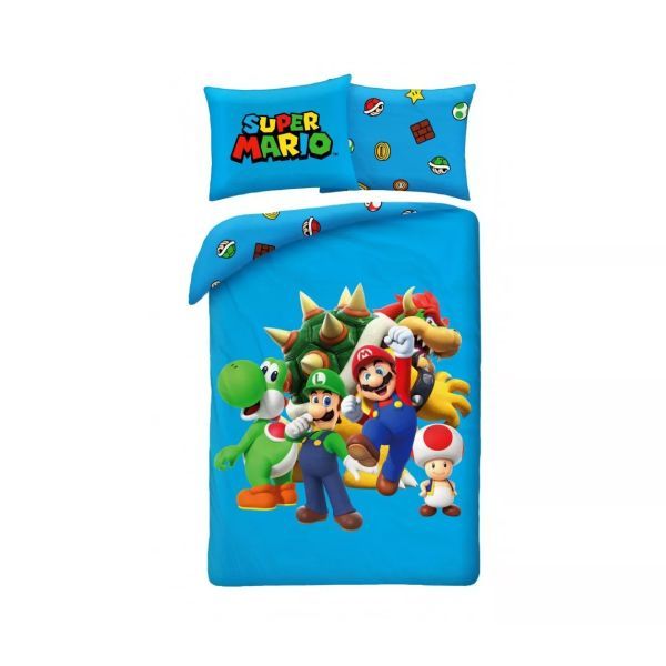 Pościel dziecięca SUPER MARIO 140x200 cm Halantex MIKROFIBRA Nitendo Luigi