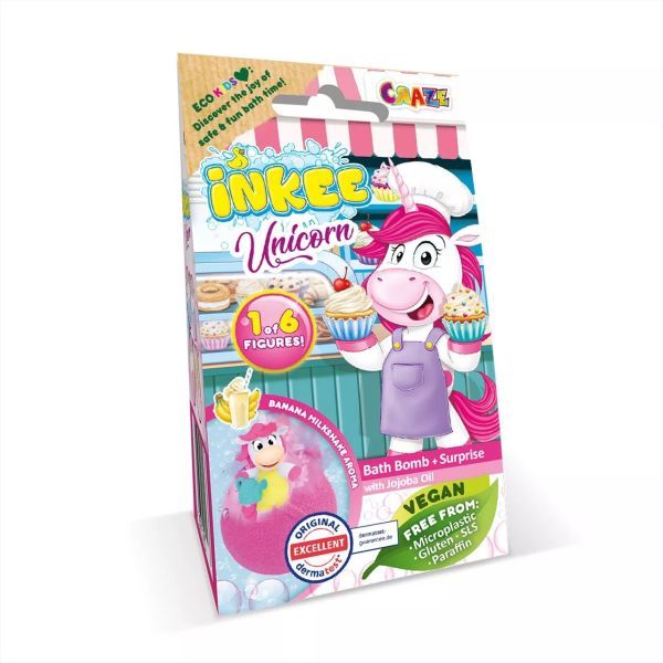 Inkee: Kule do kąpieli z figurkami jednorożca - zapach banana