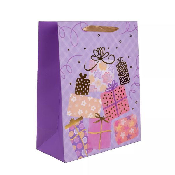 Torba prezentowa w prezenty, fioletowa - 26 x 32 cm