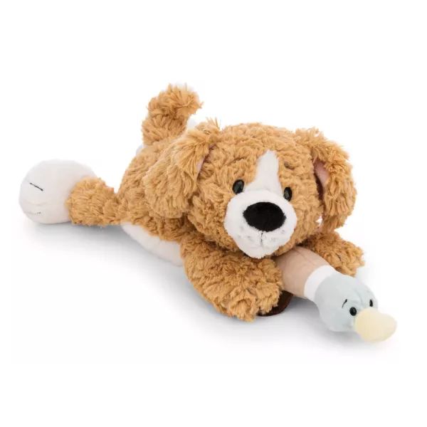 Nici: Pluszowy piesek i kaczka, brązowy, leżący - 30 cm