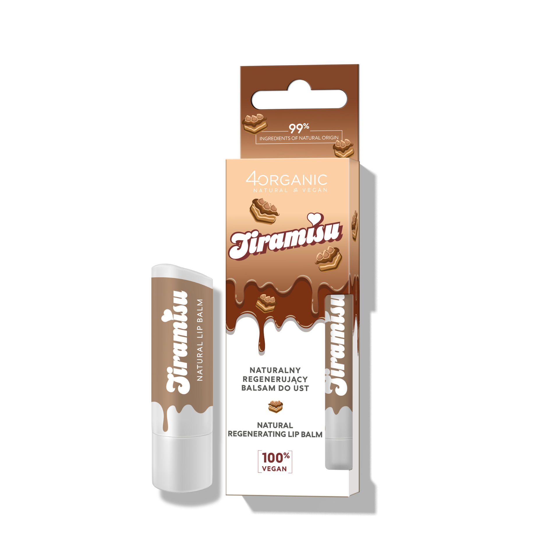4organic Naturalny Regenerujący Balsam do Ust Tiramisu