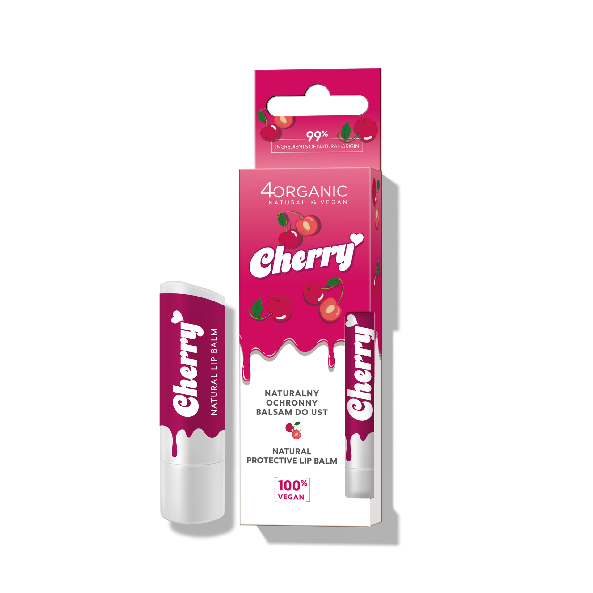 4organic Naturalny Ochronny Balsam do Ust Cherry