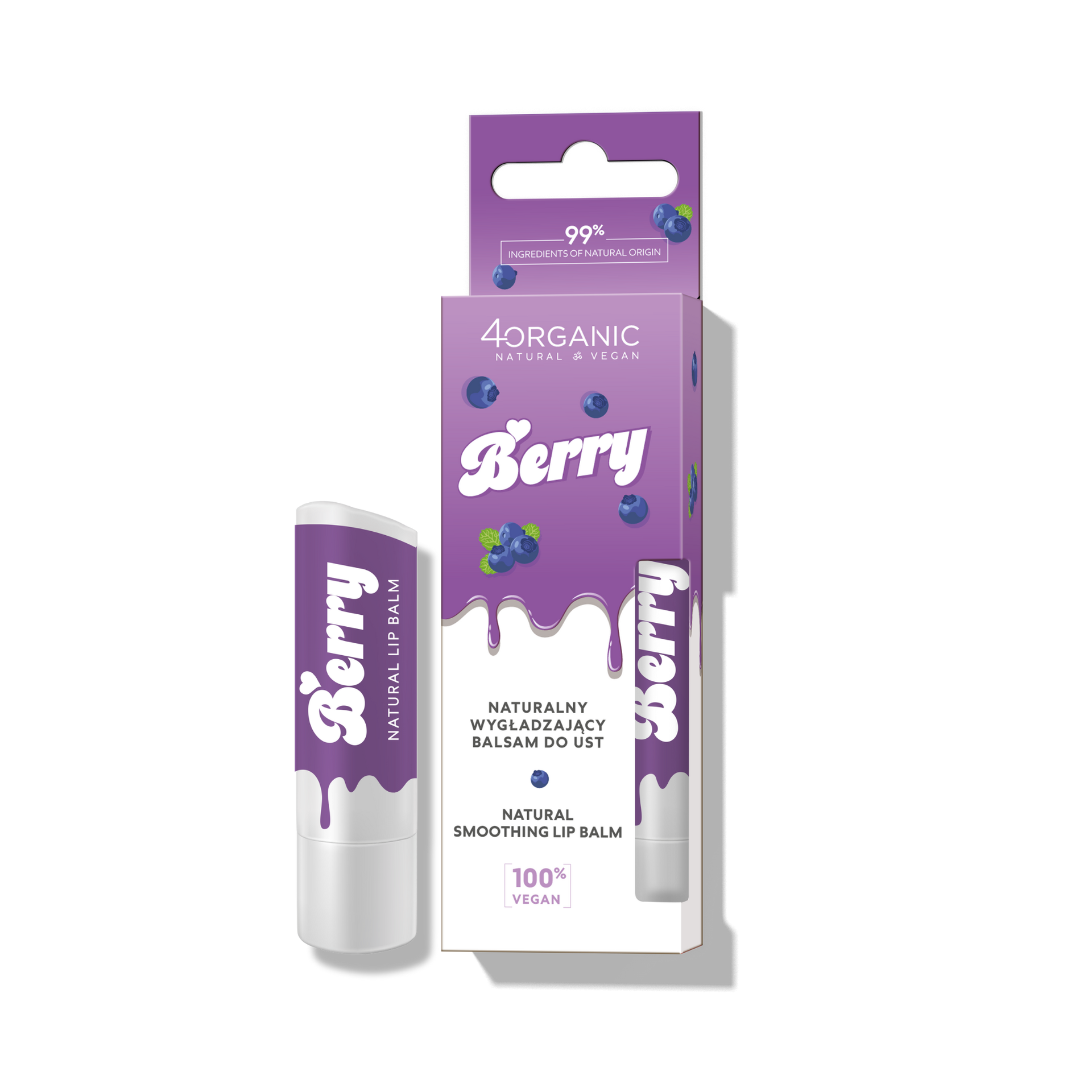 4organic Naturalny Wygładzający Balsam do Ust Berry