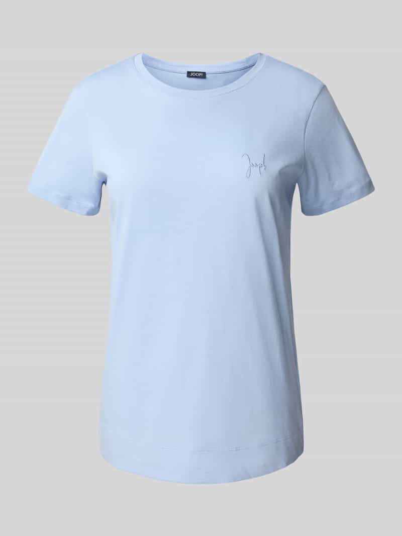 T-shirt z wyhaftowanym logo i okrągłym dekoltem