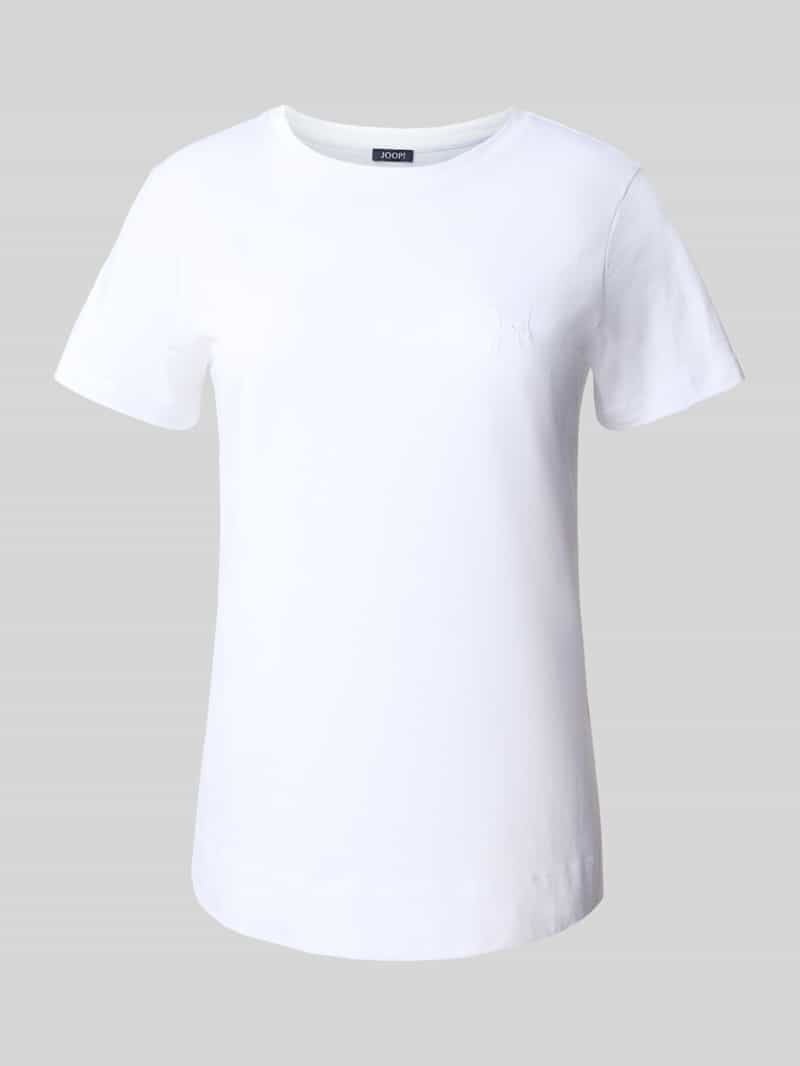 T-shirt z wyhaftowanym logo i okrągłym dekoltem