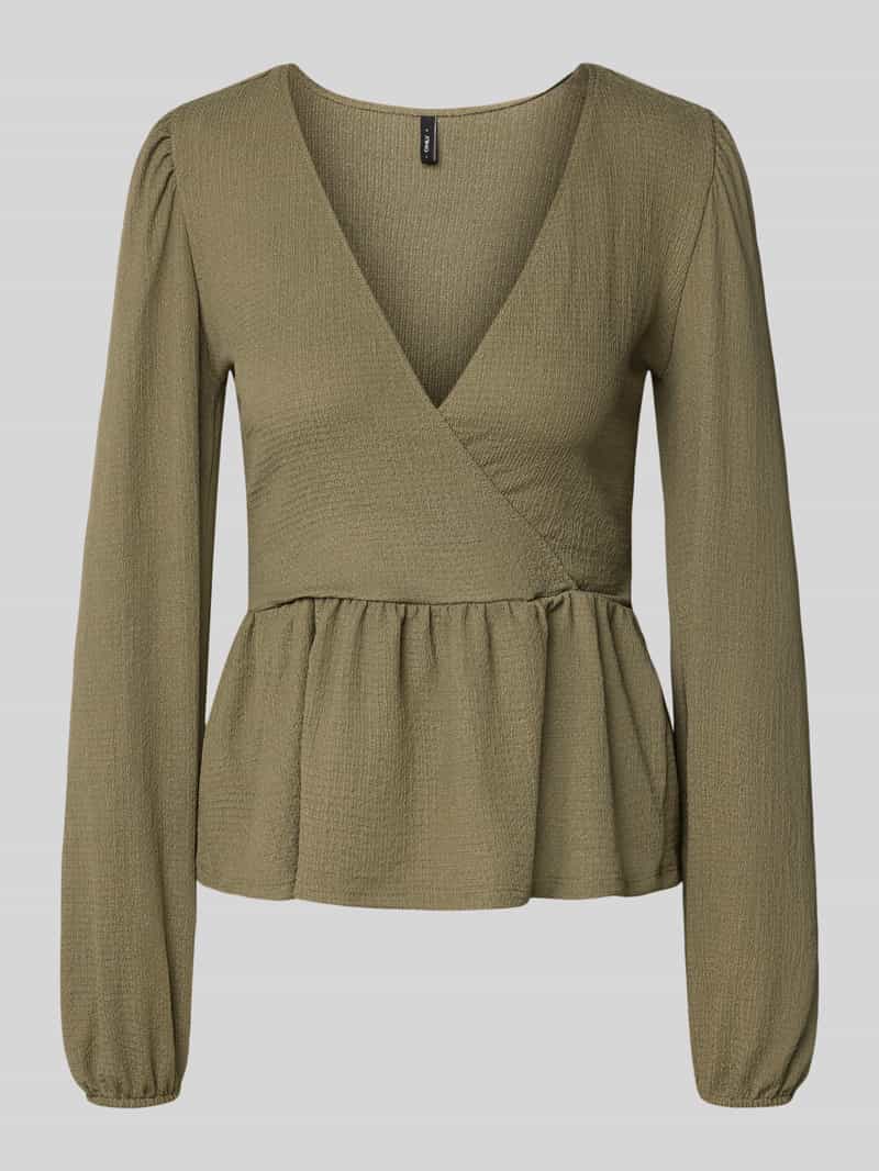 Bluzka z długim rękawem o kroju slim fit w kopertowym stylu model ‘30 BILL’