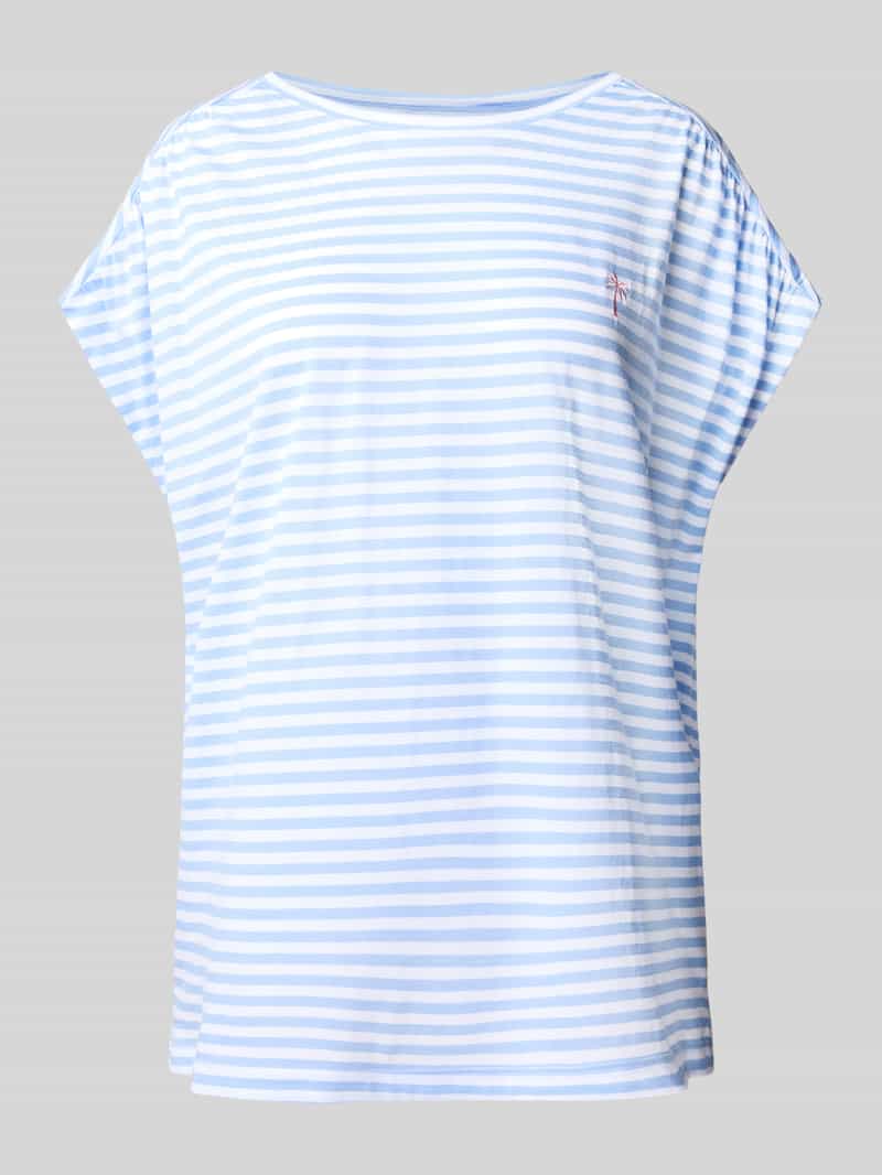 T-shirt z haftem i okrągłym dekoltem