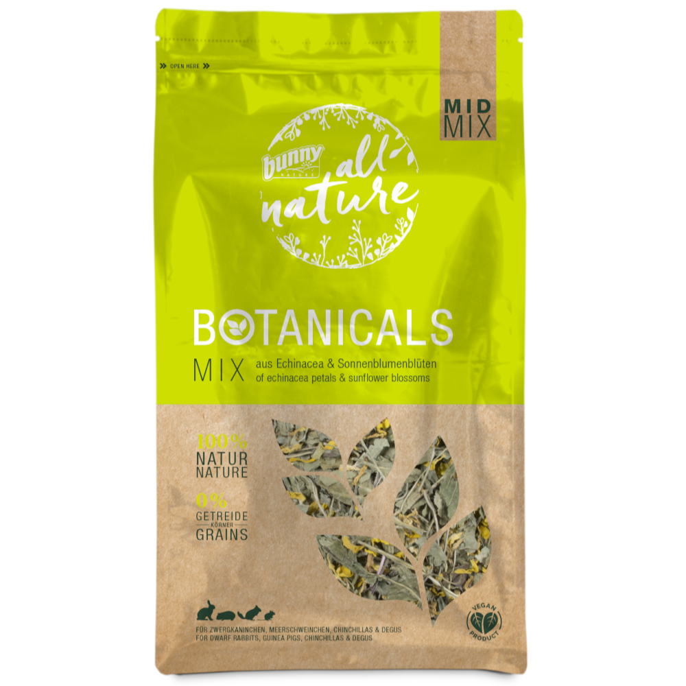 Bunny All Nature Botanicals Mid Mix, echinacea i kwiaty słonecznika - 3 x 140 g