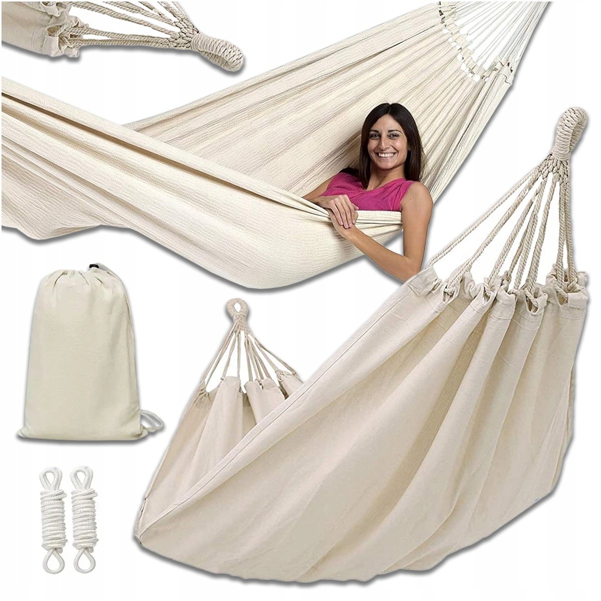 HAMAK OGRODOWY WISZĄCY MOCNY BUJAK 250x80cm BRAZYLIJSKI XXL POKROWIEC TORBA