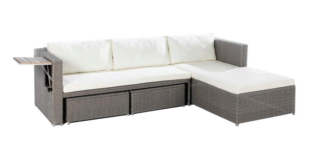 Zestaw ogrodowy wypoczynkowy Technorattan Sofa narożna stolik pufa 1117653