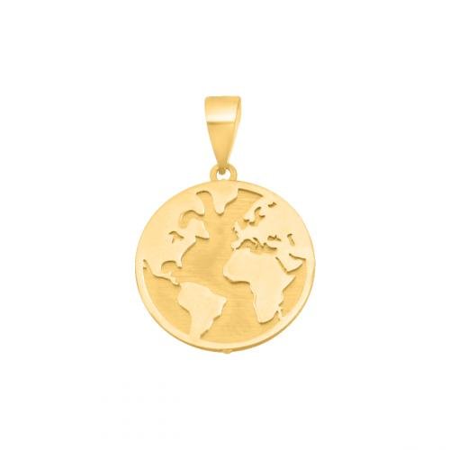 Złota Przywieszka Mapa Świata 585 1.2 g Rodium