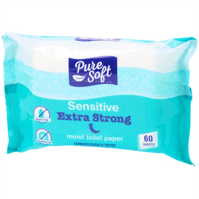 Wilgotny papier toaletowy Pure Soft Chusteczki 60szt