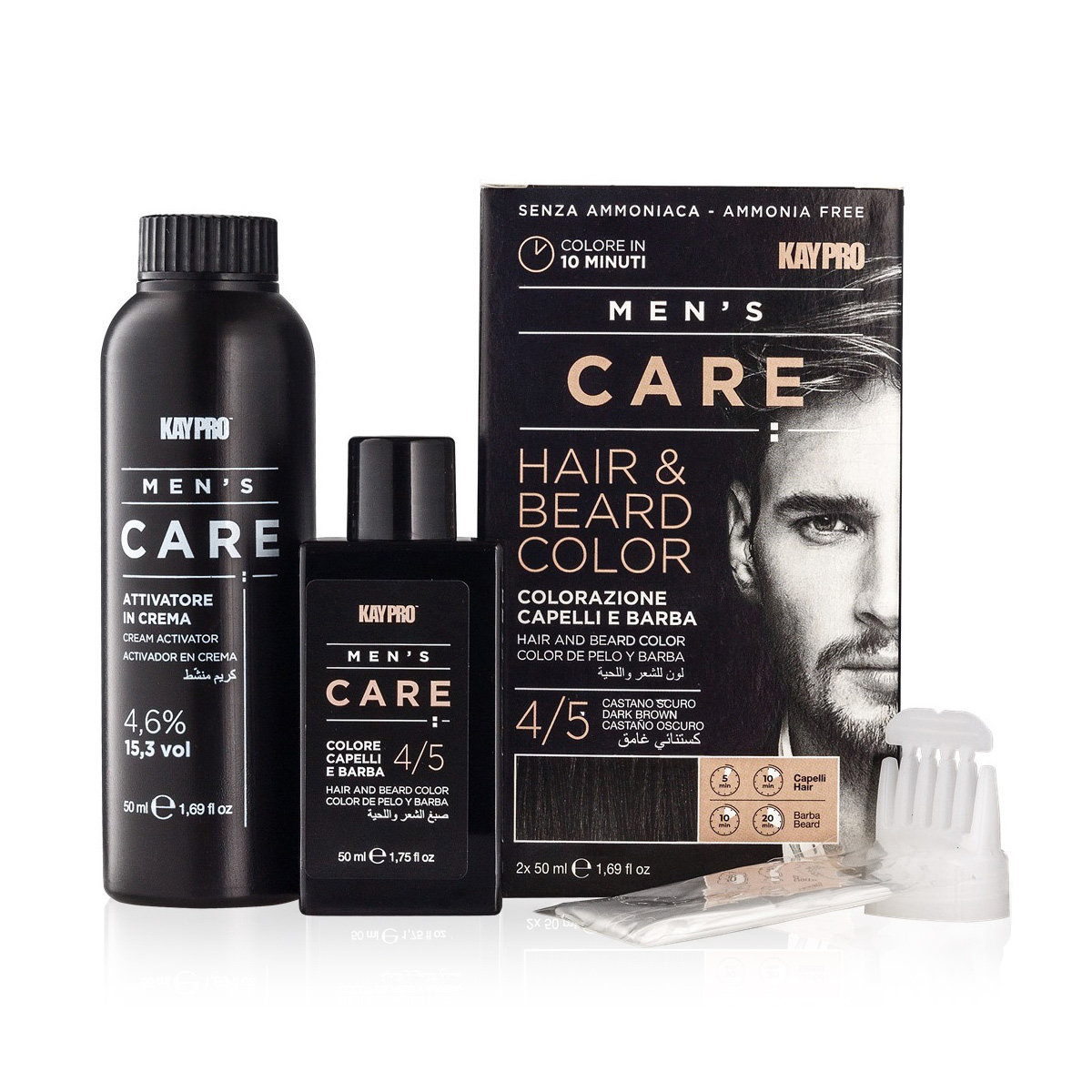 KayPro Men's Care 4/5 – Odsiwiacz dla mężczyzn – ciemny brąz, 2 x 50 ml