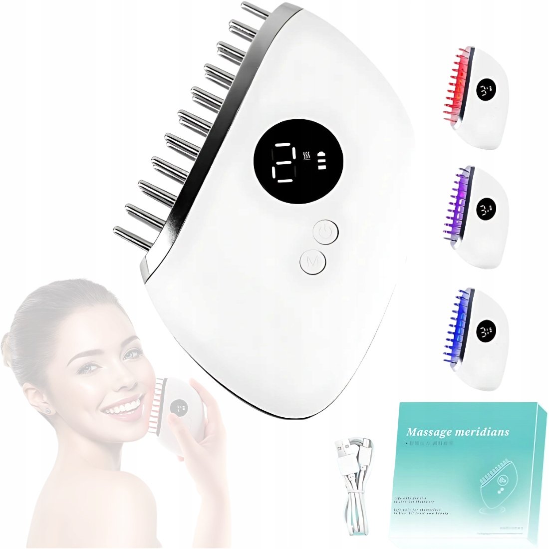 MASAŻER SKÓRY GŁOWY CIAŁA EMS LED GUA SHA TERAPIA ŚWIATŁEM MIKROPRĄD 9 POZ