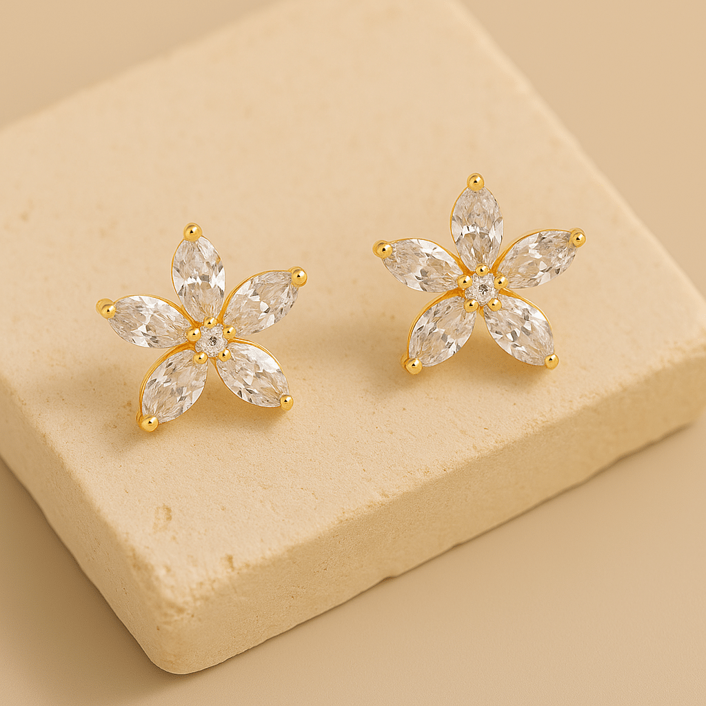 Kolczyki ze stali nierdzewnej – kwiaty z cyrkoniami