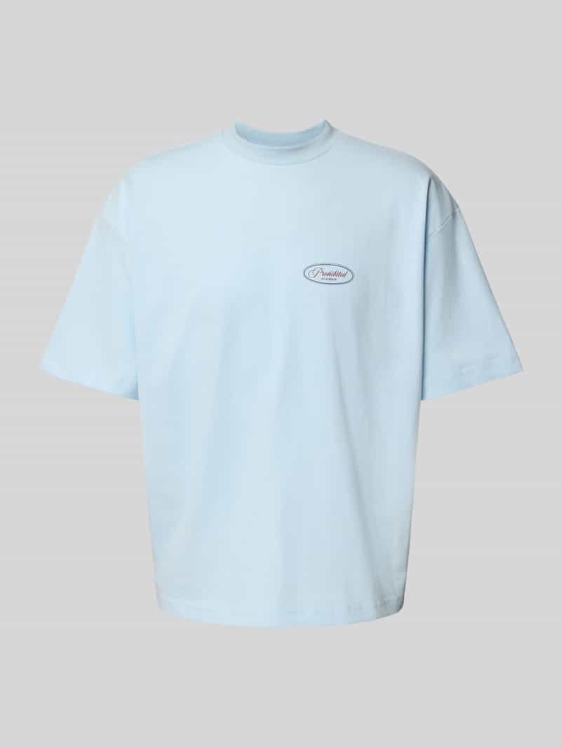 T-shirt z wyhaftowanym logo i okrągłym dekoltem