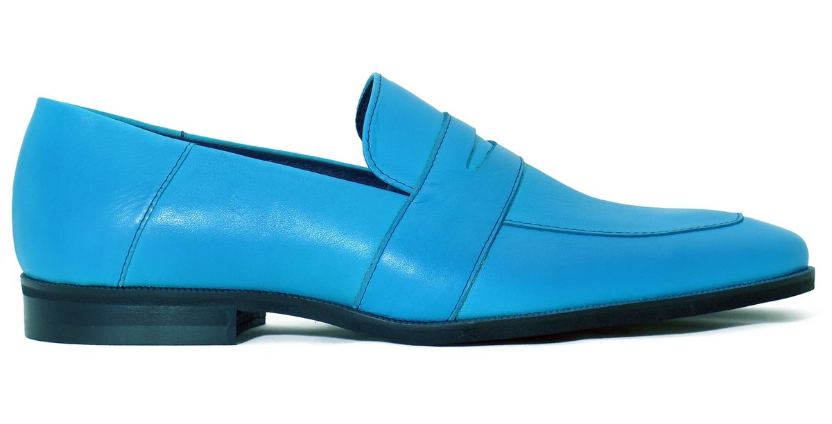 Niebieskie loafersy - wsuwane buty męskie - penny loafers T219 r. 40