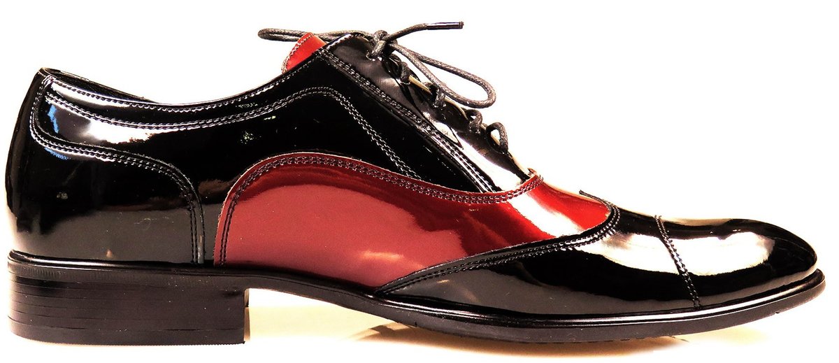 Czarno-bordowe buty wizytowe T99 - Austerity, caponki r. 39