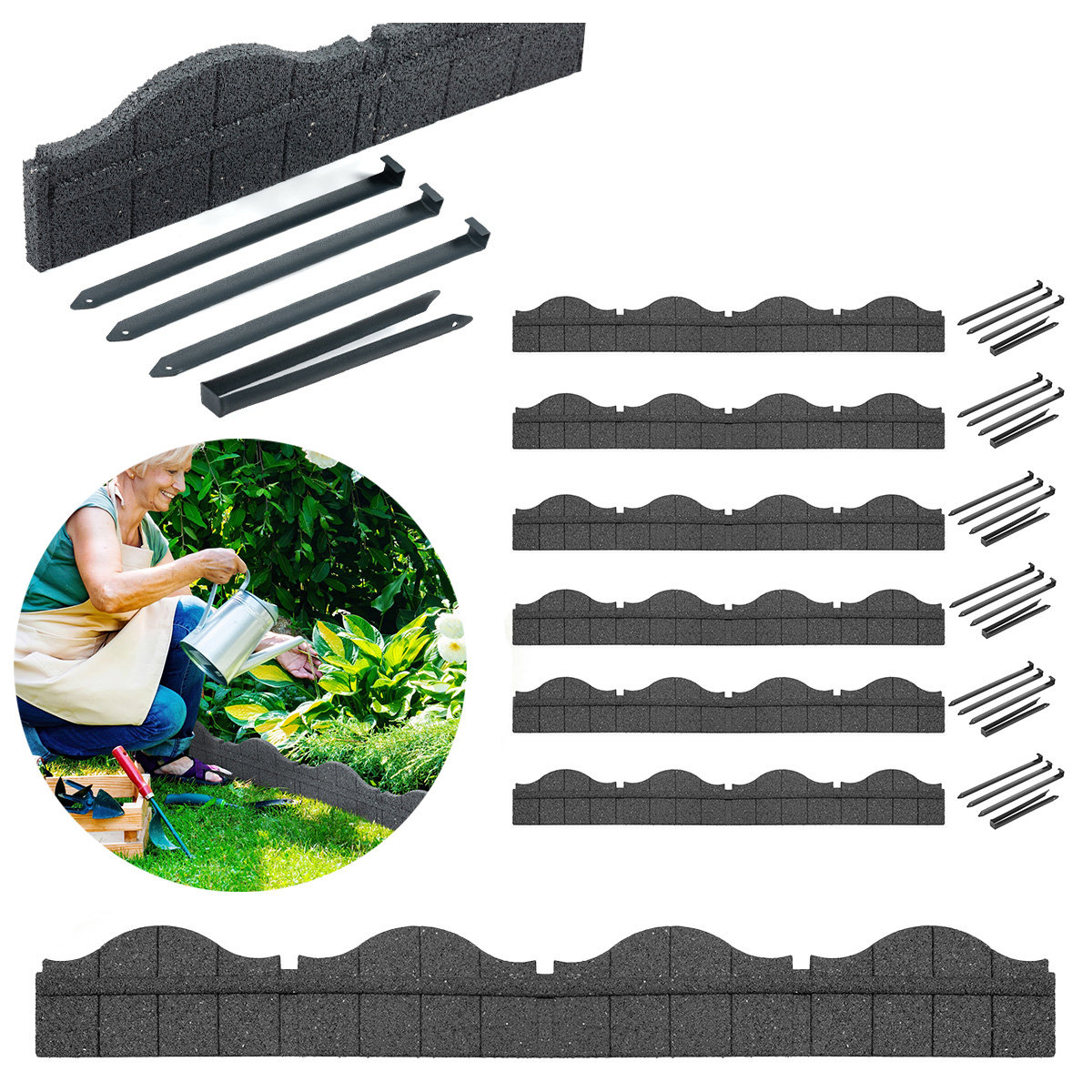 OBRZEŻE TRAWNIKOWE OGRODOWE 7,08m ELASTYCZNE SOLIDNE PALISADA BORDER PŁOTEK