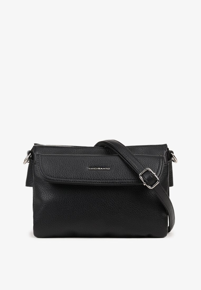 Czarna Mała Torebka Listonoszka z Klapą Izeluna