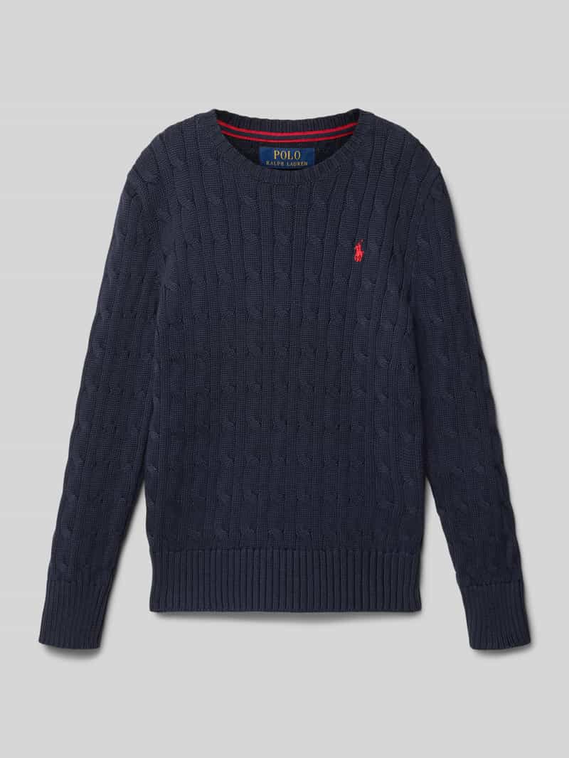 Sweter z dzianiny z wyhaftowanym logo