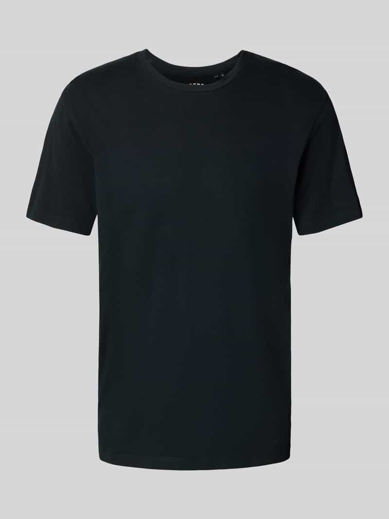 T-shirt z prążkowanym okrągłym dekoltem