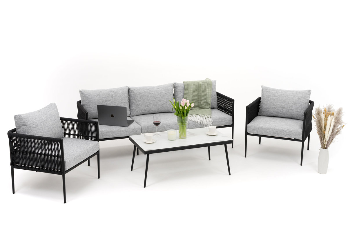 Zestaw mebli ogrodowych taras nowoczesne aluminiowe BELIZE biało szare