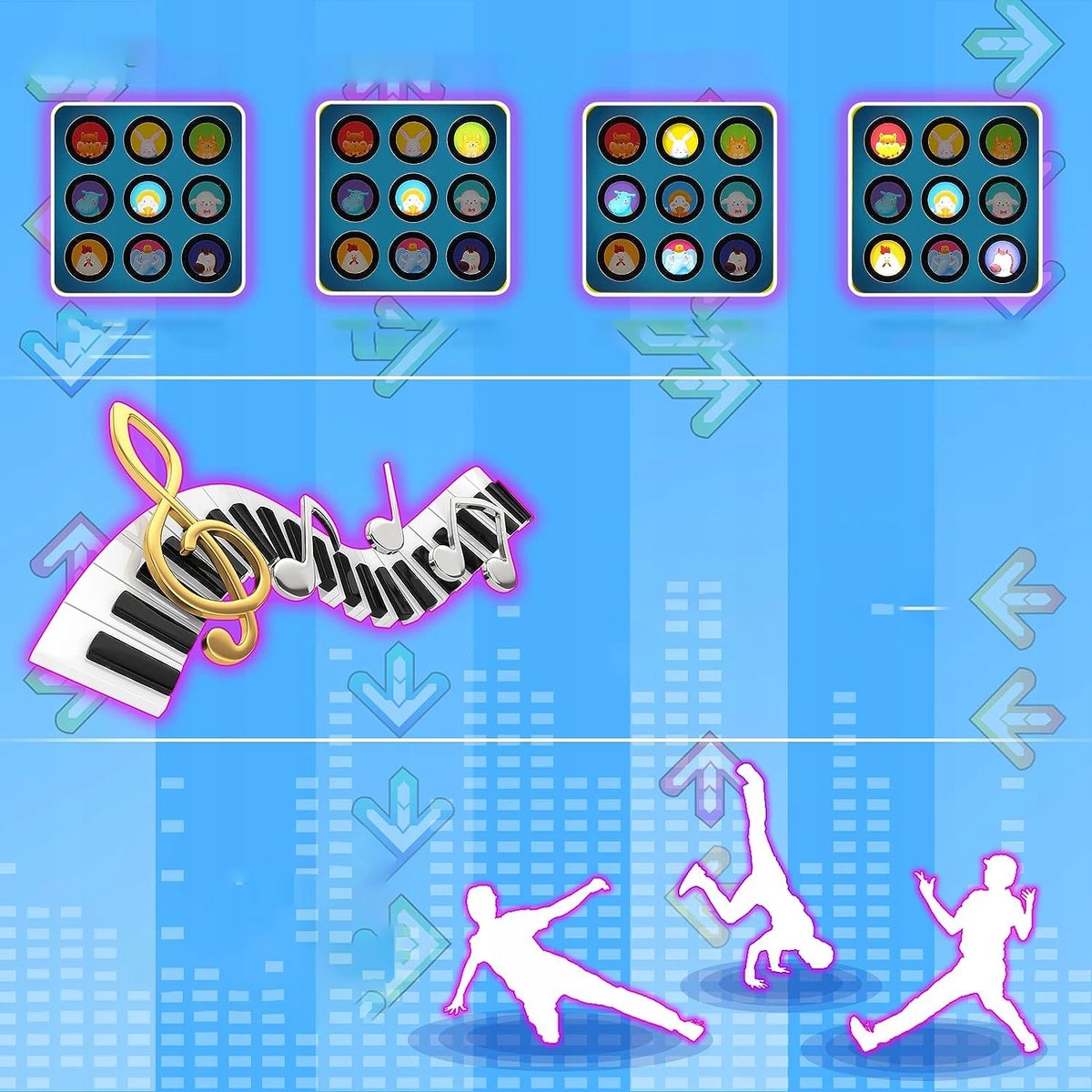 2x MUZYCZNA MATA DO TAŃCZENIA TAŃCA DLA DZIECI ZE ŚWIATŁAMI 4 TRYBY GRY LED