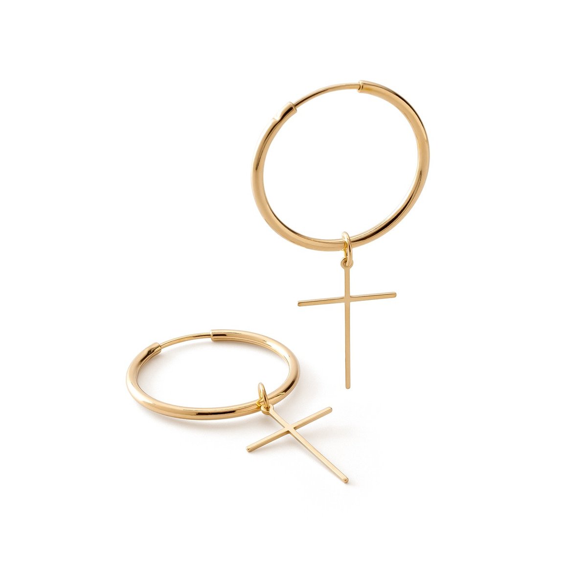 Kolczyki koła 4 cm z krzyżykiem, srebro 925