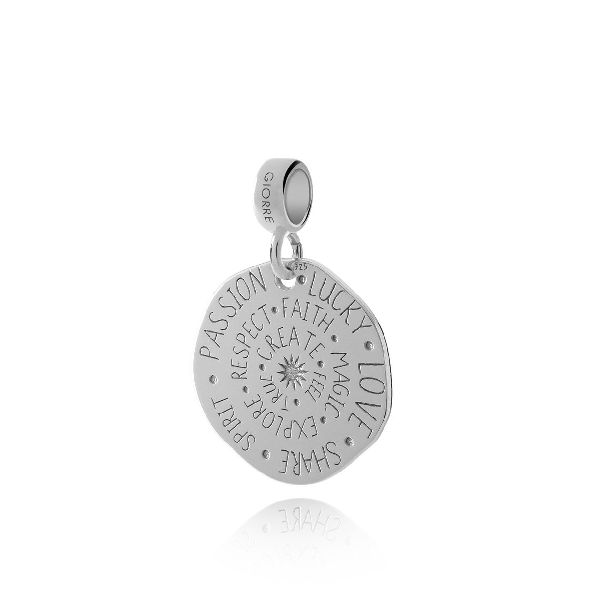 Charms zawieszka beads - moneta, talizman szczęścia, srebro 925