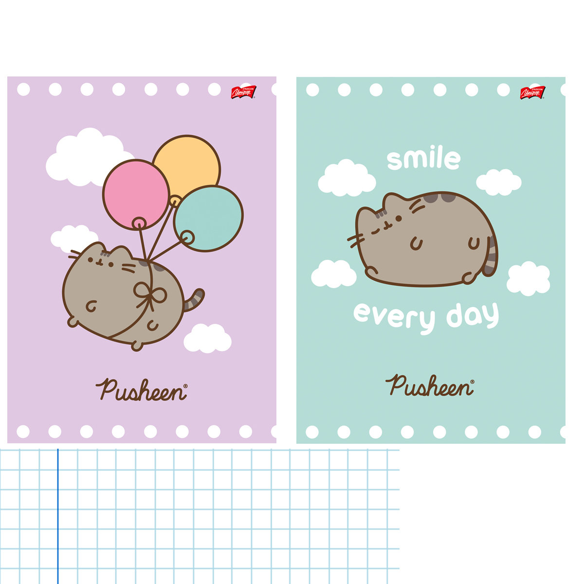 2X ZESZYT A4, 32 KARTKI, KRATKA, PUSHEEN KOTEK KOT, KAŻDY INNY