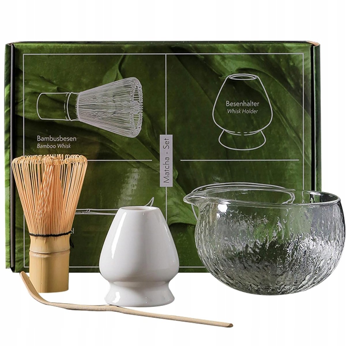 2x Zestaw Do Matcha Miseczka Bambusowy Chasen Łyżka Sitko 4szt