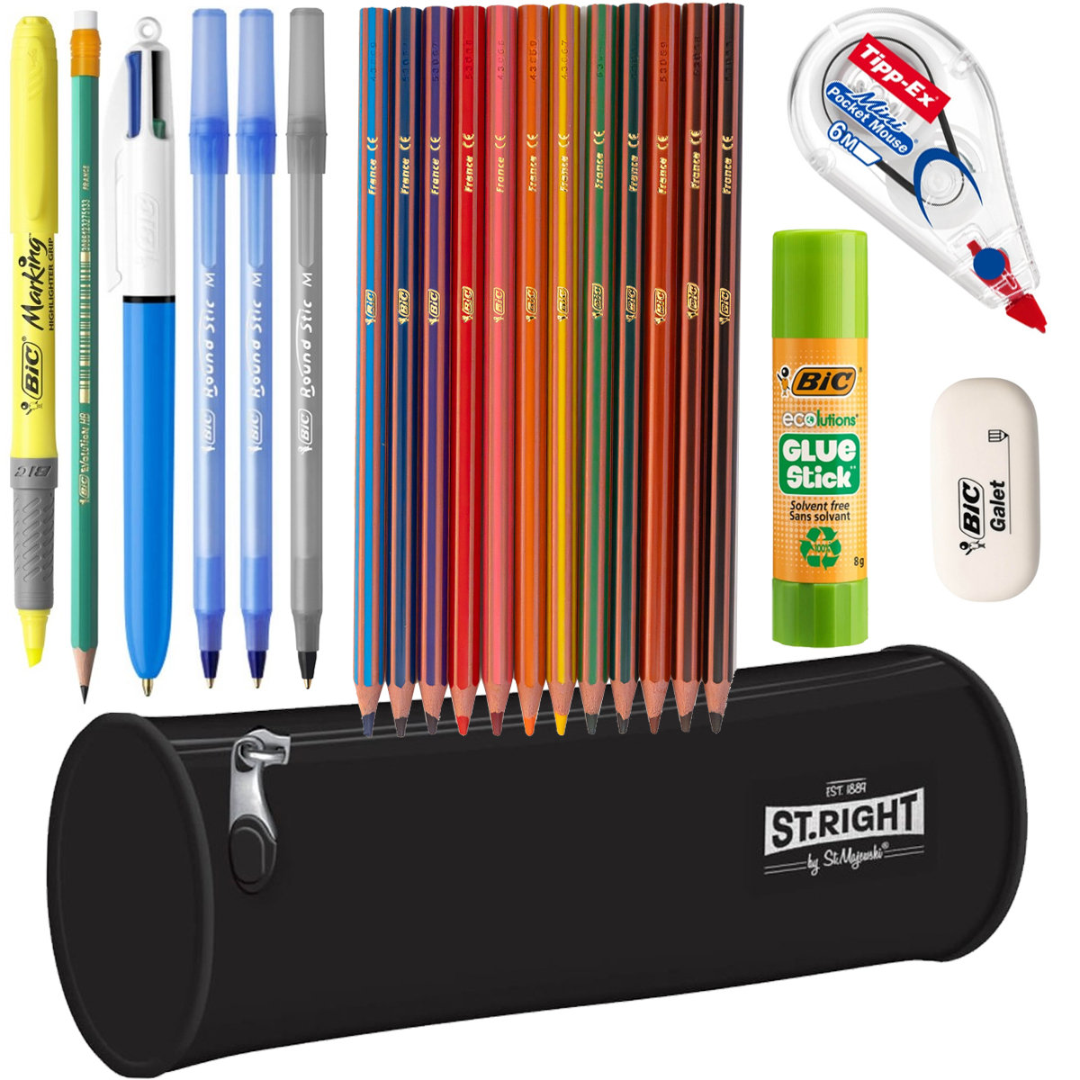 Piórnik saszetka St.Right Majewski z kompletnym wyposażeniem marki BIC