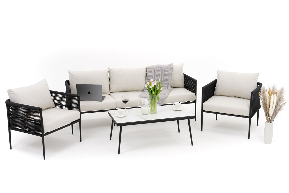 Zestaw mebli ogrodowych taras nowoczesne aluminiowe BELIZE biało beżowe