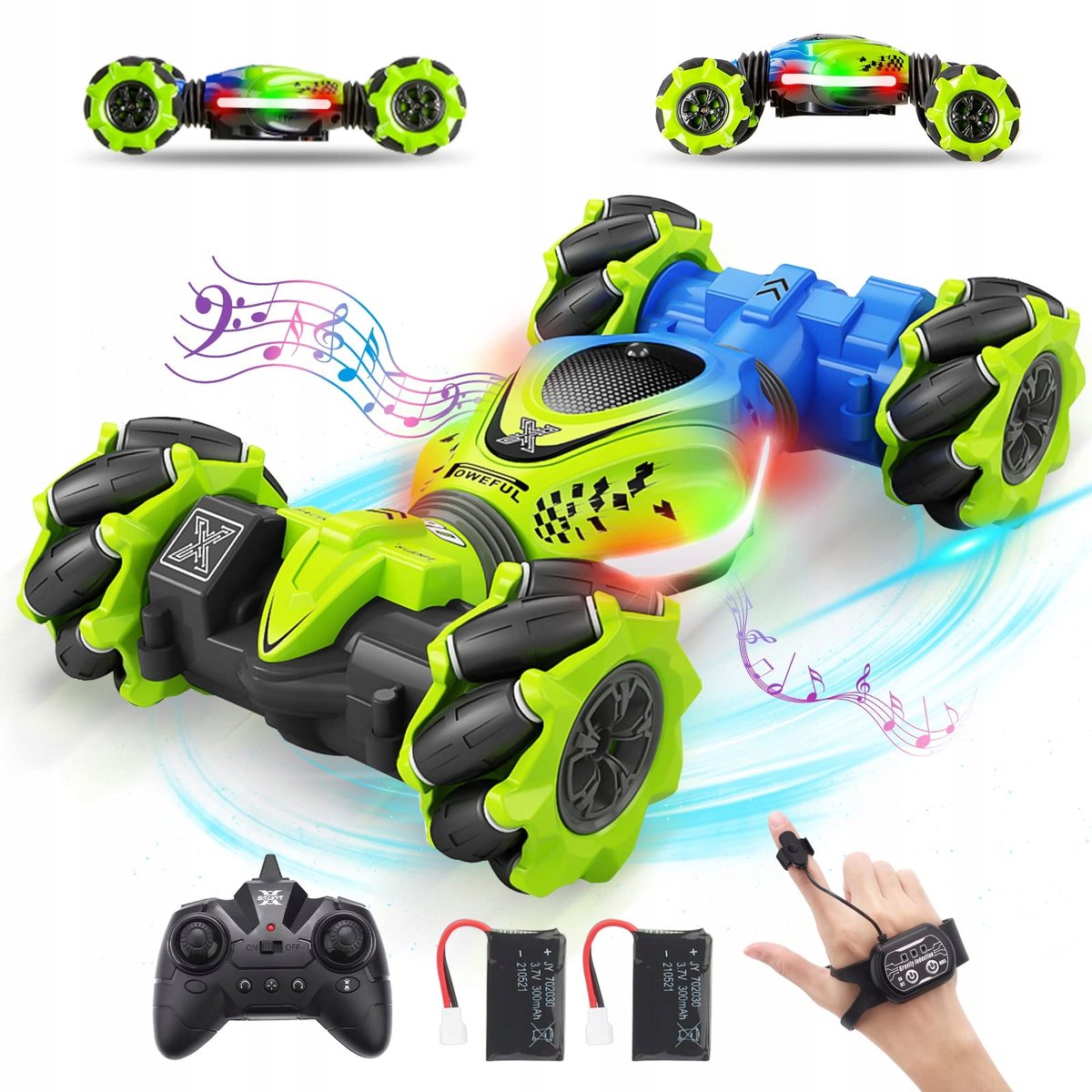 2x Samochód zdalnie sterowany gestami 4WD 2,4 GHz dwustronny obrotowy 360°