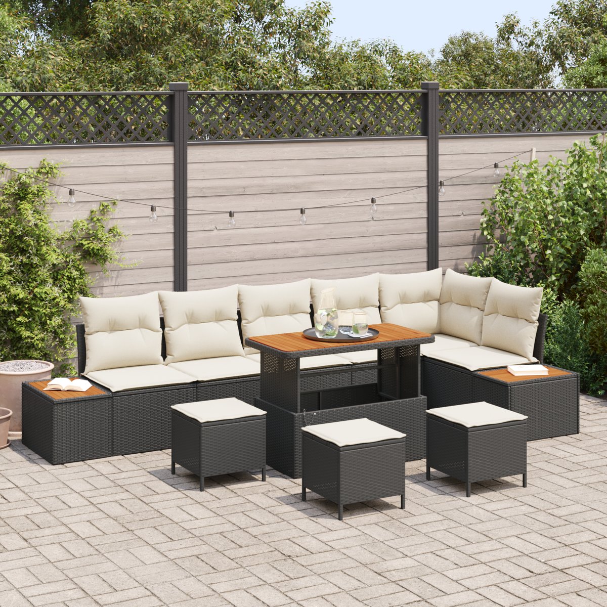 10-elementowy Zestaw Sof Ogrodowych z Poduszkami C