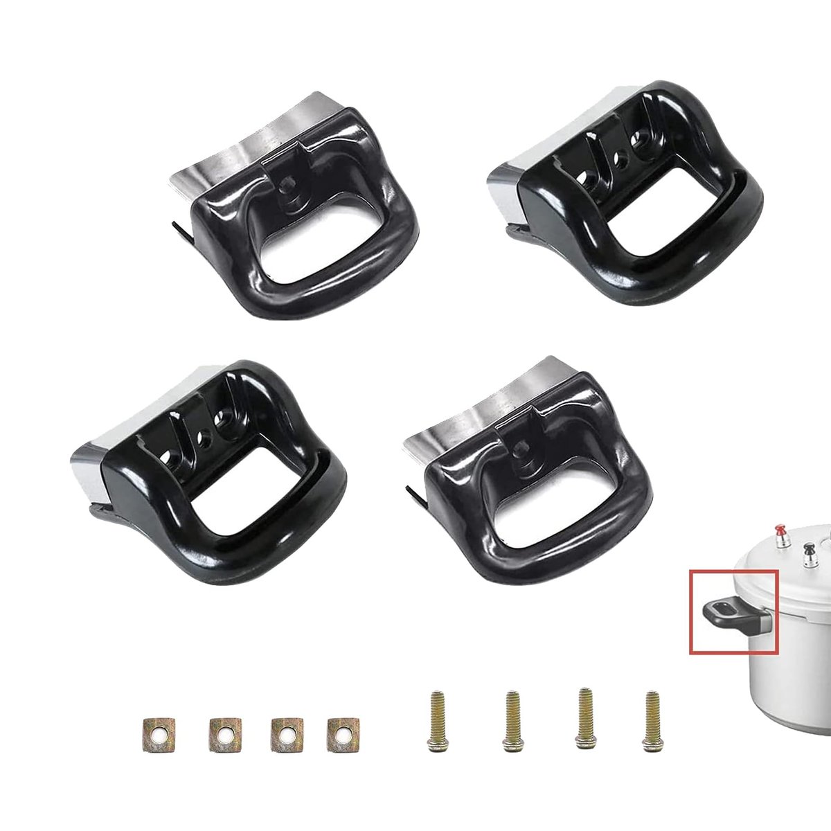 Zestaw 4 Bocznych Uchwytów Do Garnków - Część Zamienna, Aluminium, Plastik