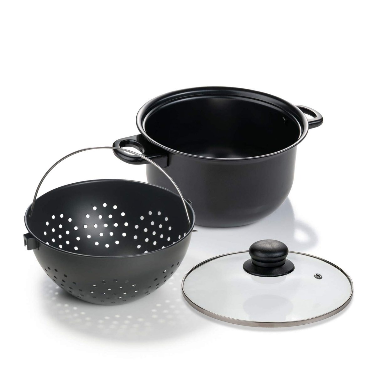 Genius World Garnki 3-Częściowe Z Sitkiem 25 Cm - Indukcja, Ceran, A24655