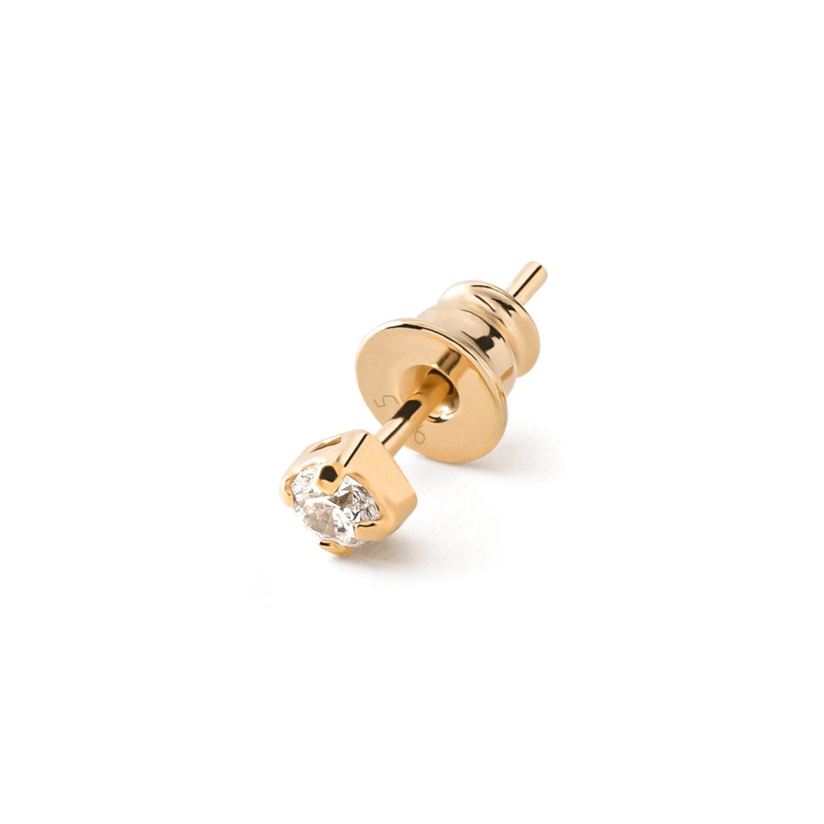 Kolczyk męski / damski z białą cyrkonią Swarovski 3mm, srebro 925 : Srebro - kolor pokrycia - Pokrycie żółtym 18K złotem